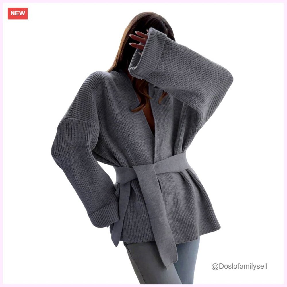 Oversized Knit Cardigan Wrap Sweater Long Sleeve Loose Fit Open Front Coat